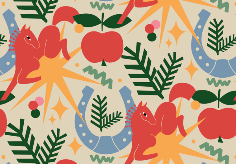 Упаковочная бумага "Ретро.Лошадки" 70х100 см 606x758